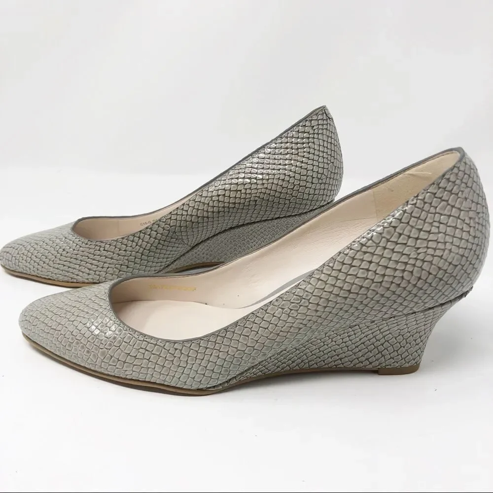 COLE HAAN | Gray Reptile Wedge Heels